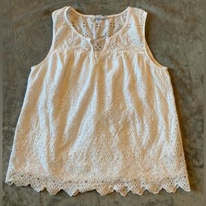 GAP White Eyelet Sleeveless Blouse